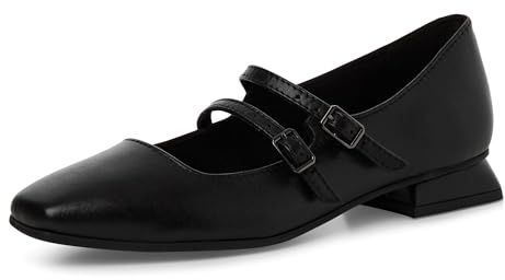 MARCO TOZZI Damen Mary Janes aus Leder Kleiner Absatz, Schwarz (Black), 39 EU