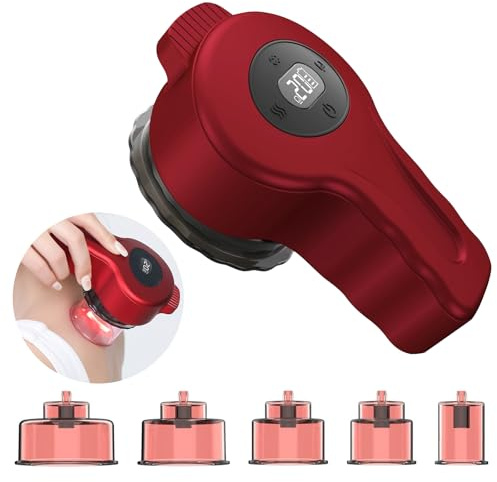 Ventosa eléctrica, juego de ventosas con 5 unidades de ventosas al vacío, dispositivo de ventosas eléctricas por infrarrojos con 12 velocidades, masajeador de ventosas recargable seguro, reduce el