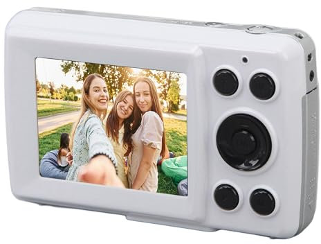 Digital Camera, HD 1080P Kids Camera, 3 Batteries, Lanyard, 2.4in Screen, 16X Zoom Anti Shake, 16MP Compact Portable Small Point Shoot Camera Gift for Kid Student Children (White)