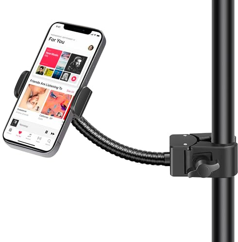 InnoGear Mic Stand Phone Holder, Flexible Gooseneck Mount Clamp for Microphone Boom Arm Tube Pipes Music Accessories for iPhone 16 15 14 13 12 MAX Pro Samsung Galaxy All Smartphones