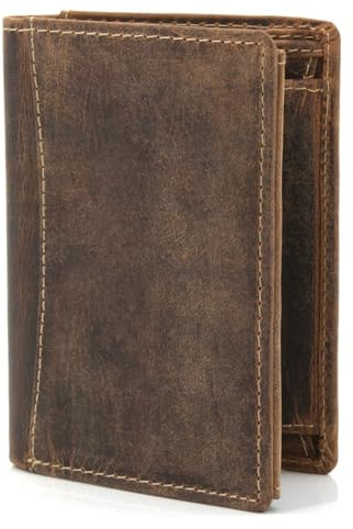 ekavale Leder Geldbörse Herren mit RFID-Schutz - Praktisches Hochformat Portemonnaie - Geldbeutel für Männer aus echtem Büffelleder - Brieftasche Wallet (Tan)