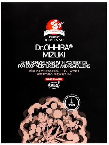 Dr.OHHIRA® MIZUKI Japanisches Tuchmaske - Feuchtigkeitsspendende Gesichtsmaske mit Niacinamid, Probiotika und Postbiotika – für empfindliche & fahle Haut – Beauty, Skincare – 1 Blatt x 30 ml