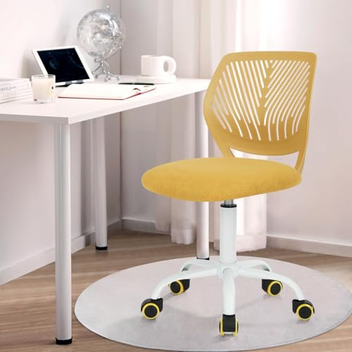 FurnitureR Sedia da scrivania per bambini, regolabile in altezza, girevole, con schienale piccolo foro, adatta per camera dei bambini o sala studio, colore giallo lime Molandi