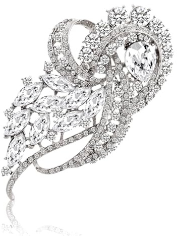 UAIAGM Rhinestone Brooch for Women Large Clear Vintage Crystal Flower Bouquet Pin Elegant Broach for Dresses Fashion Jewelry Diamond Pins for Special Occasions and Clothing