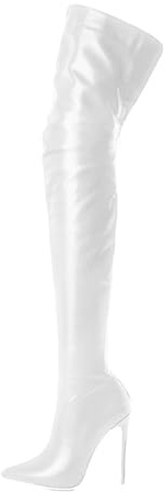 ticticlily Femmes Bottes Genou Talon Aiguille Talons Hauts Longues Bottes Stiletto A Blanc 39 EU
