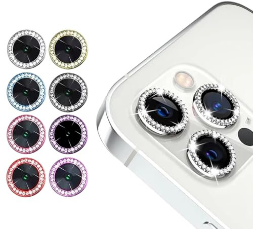 N NEWTOP 3 PEZZI Pellicola Camera GLITTER PRO Colore Compatibile con iPhone 14 Pro e 14 Pro Max, Vetro Temperato Protezione Copertura Fotocamera Retro Lente Lenti Anti Urto Graffio (Argento)