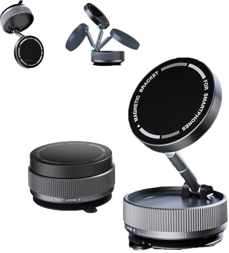 Snrtevu Gripmaster Pro 360 Magnetic Holder, Vakuum Handyhalterung, Vakuum Magnet Handyhalter, Vacuum Suction Magnetic Phone Stand 360°Rotation, Magnetic Phone Holder for Car/Smooth Surface (Black)