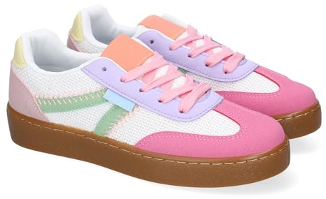 91096 Zapatilla Deportiva de Mujer Casual, Diseno Moderno y Elegante Que Combina, Ideales para el Dia a Dia con Cierre de Cordoneras. Rosa Talla 41
