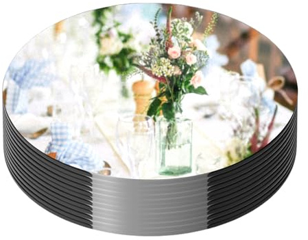 12PCS Round Mirror Centerpieces for Tables Decorations, 10 Acrylic Mirror Trays Plates for Centerpieces, Circle Mirror for Candle Plates Mirrors for Table Centerpieces Wedding Decorations