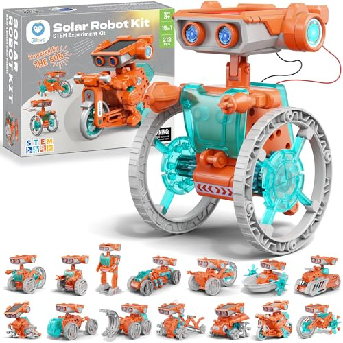 Sillbird Solar Robot Juguete, 15 en 1 Robot Solar, Juguete y Kit de Robótica para Niños 8 a 12 Años, Juegos Ciencia Experimentos Construcciones, Regalo Creativo para Niños 8 9 10 11 Años, 212 Piezas