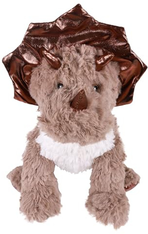 Rosewood Dasher Dino Dog Toy - Festive Plush Dinosaur with Metallic Bronze Accents - Soft & Cuddly Holiday Toy for Gentle Play and Snuggles, for Dogs