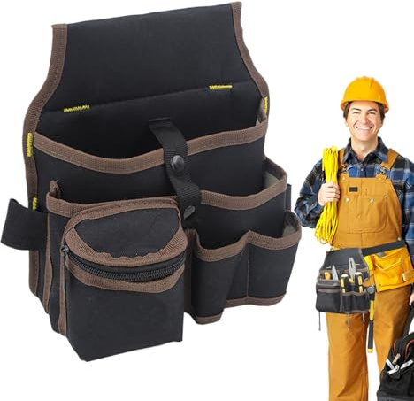 Bkljkf Tool Belt with Belt, Tool Holder, Waterproof Multiple Pockets, Oxford Fabric, Storage Hip for Electricians, Gardeners, Carpenters, Pliers, Screwdrivers, Hammers