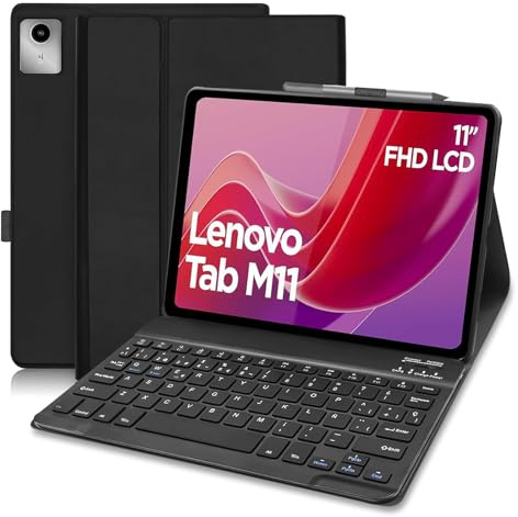 XOKUWU Funda Teclado para Lenovo Tab M11 (TB330FU/TB330XU) 11 Pulgadas 2024, QWERTY Español Ñ, Funda con Teclado Bluetooth Magnético Desmontable para Lenovo Tab M11 11 Pulgadas 2024, Negro