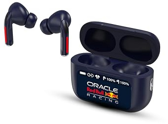 Red Bull Racing Auriculares Bluetooth In-Ear RB-EB110 con cancelación de Ruido ANC, micrófono ENC, Driver de 13 mm, Control táctil, Estuche de Carga de 300 mAh, USB-C, Auriculares inalámbricos para