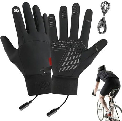 Guanti da lavoro riscaldati, guanti da caccia riscaldati, con ricarica USB, antivento, antiscivolo, touchscreen, impermeabili, con coulisse, per uomini e donne, per sci, moto, escursionismo, guida