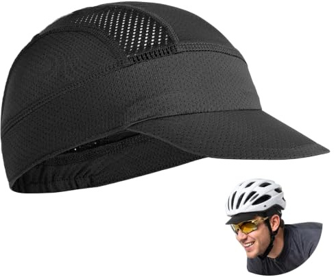 Adiwo Cooling Mesh Cycling Caps Under Helmet, Cycling Skull Cap Helmet Liner with Sun Visor, Wicking Mesh Cycling Caps, Sun Protection Cycle Hat, Lightweight Summer Cycling Cap for Running Workout