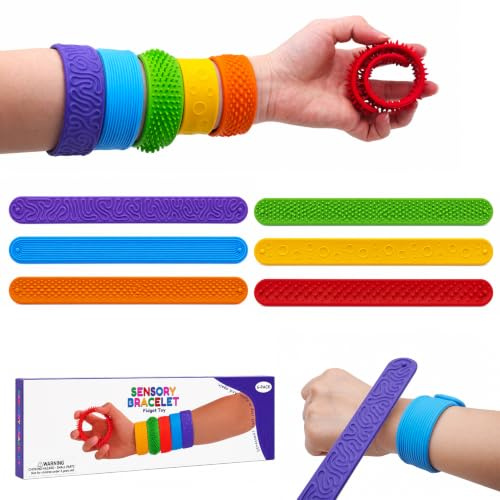 Set de 6 Juguetes antiestrés de Silicona, Pulseras sensoriales