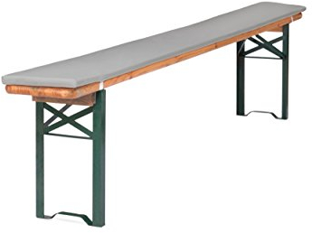 TexDeko Bezug (ohne Füllung) für Bierbankauflagen 220x25x2cm mit Reißverschluss waschbar zum Austausch (Grau)