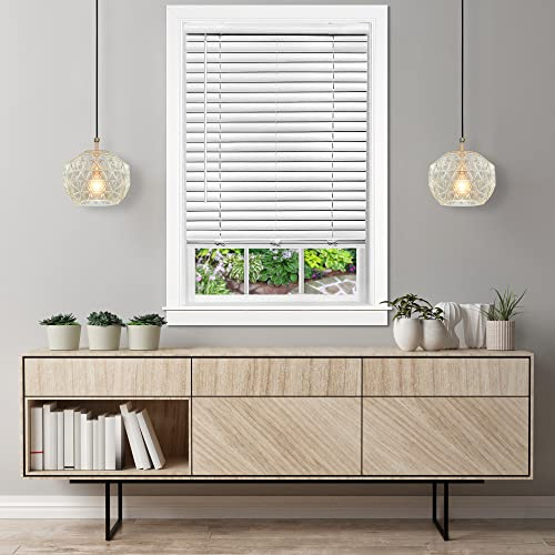 Cordless Room Darkening Venetian Blind - 31 Inch Width, 64 Inch Length, 2 Vinyl Slat Size - White - GII Luna Light Filtering Horizontal Mini Windows Blinds for Interior by Achim Home Decor