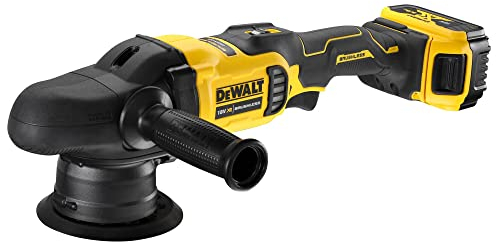 DeWalt DCM848P2-QW Doppel-Action-Poliermaschine XR 18 V 5 Ah Li-Ion Brushless – 2 Akkus gelb