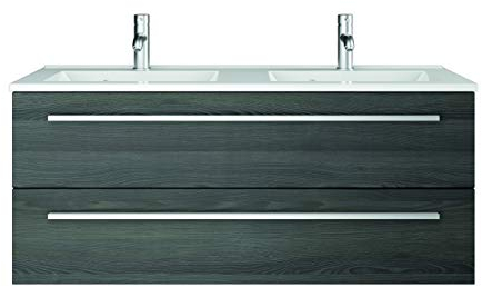 Sieper Mobile da bagno 120 x 50 cm con doppio lavabo, mobili da bagno, colore: Pino Nero