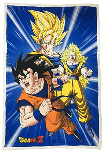 HÔMADICT Sherpa-Decke Dragon Ball Z – 100 x 150 cm – Fleecedecke weich & warm – Goku – hohe & Bequeme Qualität – offizielles Lizenzprodukt