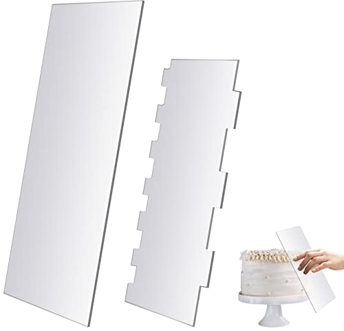 2 stück Kuchen Spachtel,Tortenschaber,Rorten glätter,Klares Acryl Torten Spachtel,Tortenglätter,Kuchen Schaber,Tortenkamm,Buttercreme Glätter,mit Streifenrand für glatte oder Gestreifter Cremekuchen