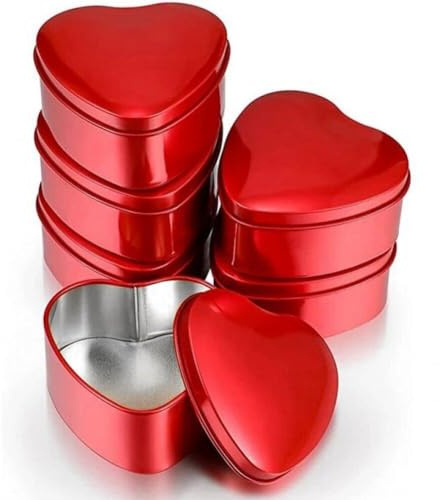 Caja De Latas De Metal En Forma De Corazón con Tapas 6 Piezas Cajas De Dulces Vacías Biscuits De Lata Camisetas Candelas De Velas para Día De Valentín Cumpleaños