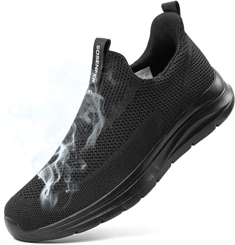 Sosenfer Scarpe Uomo Slip On Sneaker Fitness Scarpe da Ginnastica Traspiranti Senza Lacci Scarpe da Passeggio Scarpe da Passeggio per Il Tempo Libero Senza Lacci per la palestra-QUANHEI-44