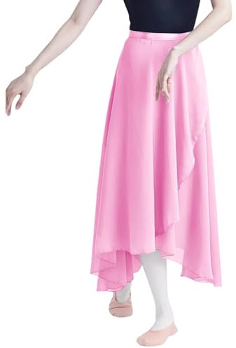 MUNAFIE Ballett Rock Damen Chiffon Wickelrock Ballett Kleidung Tanz Röcke für Mädchen Rosa
