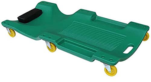 OZBME Chariot de mécanicien de 40 Pouces avec Appui-tête en Cuir Confortable et 6 poulies Mobiles, Plateaux à Outils Doubles, Pont Ergonomique, Garage Roulant en Plastique (Couleur: Vert) Vert (Vert)