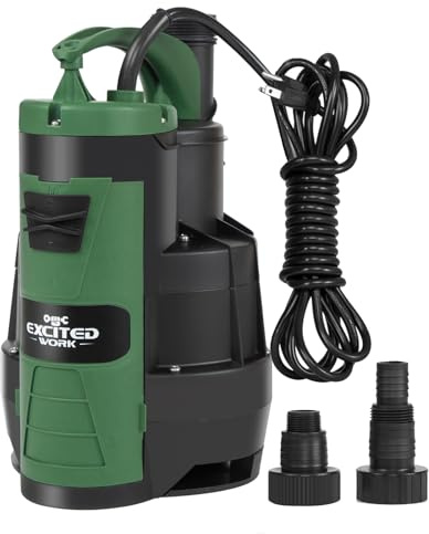 Sump Pump, 1HP 3500GPH Submersible Clean/Dirty Water Pump with Build-in Float Switch and Handle for for Pool, Pond,Garden, Flooded Cellar, Aquarium and Irrigation (Green)