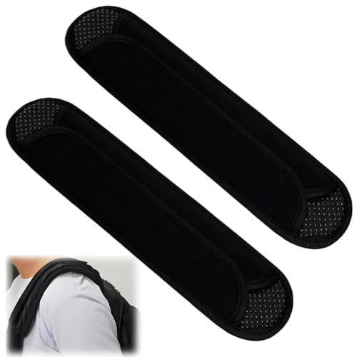 2 Pack de coussinets universels pour épaule avec mousse à mémoire ultra épaisse pour sacs, bagages et sacs à bandoulière, longs, antidérapants, respirants, noirs, bon soulagement du stress, confort et