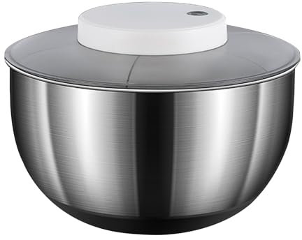 Centrifuga per Insalata, Centrifuga per Lattuga Automatica da 4,8 Litri, Asciuga Insalata Centrifuga di Grande Capacità in Acciaio Inossidabile, Elettrico USB Drenare Rapidamente Lava Insalata per Fru