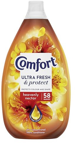 Comfort Ultra Fresh & Protect Heavenly Nectar Fabric Conditioner with Pro-Fibre Technology Protects Colour and Shape 58 washes (870 ml)