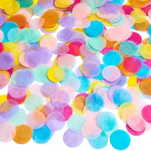 JYNXOR 50g de confeti multicolor, grandes confeti boda pastel multicolor redondo restos de papel en peso para globos, caja de regalo, decoración para cumpleaños, fiestas, confeti, bodas-Multicolor
