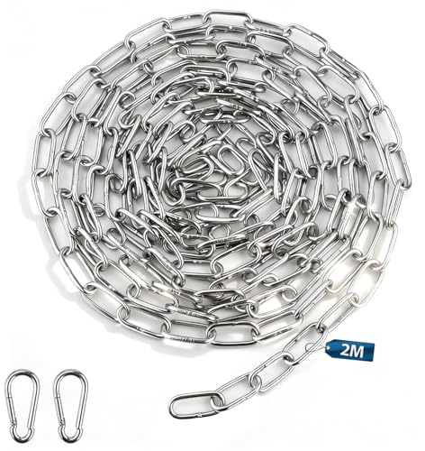 msymsyu Metallkedja 2 m rostfri stålkedja metervara 2 mm stålkedja 1 styck
