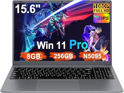 Pc Portatile 15.6 Pollici Celeron N5095 Upto 2,9 GHz Win11 Pro Laptop 8GB RAM 256GB SSD TF 1TB LPDDR4 5G WiFi 1920*1080 FHD USB 3.0 Widevine L1 Computer Portatile Con il Topo Film Italiano - Grigio-1