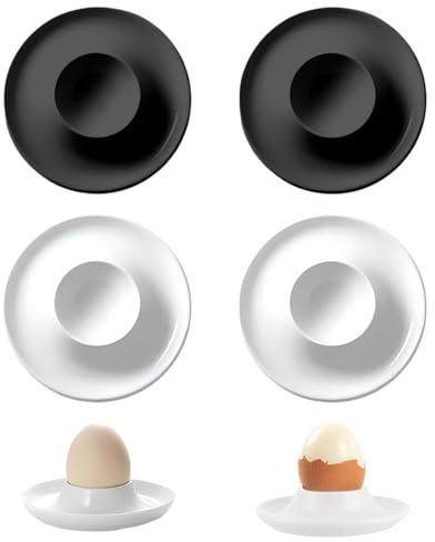 VONJUMA 4 Pcs Coquetiers En Plastique Alimentaire Support À Œufs Incassable Ronde Oeuf Tasses Porte Design Rond Empilable Résistant Au Lave Vaisselle