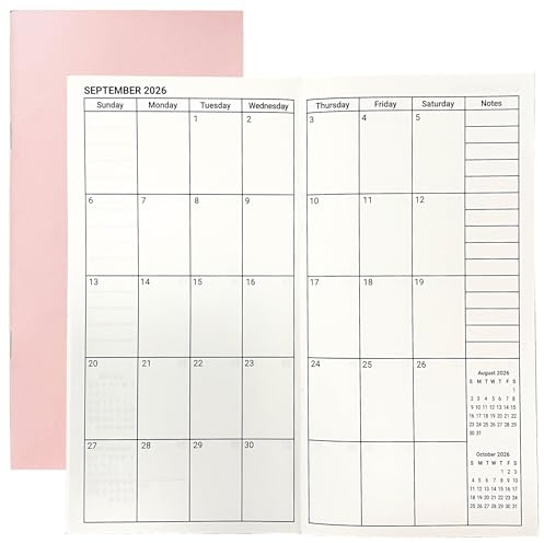 Cuadernos de viajeros de julio de 2026 a junio de 2028, calendario de cuaderno de viajeros de 2 años, planificador mensual, diario TN de tamaño regular, 8.3 x 4.25 pulgadas, 1 pieza rosa