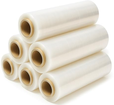 TELECAJAS | 6 Film Transparente 140 m x 1,4 kg Retractil de Plástico Resistente para Embalaje y Paletizar | Pack 6 Rollos