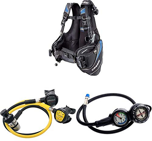 Cressi Octopusse AC2 Compact + Octopusse Xs DIN + Travelight Erwachsene Reisejacket Tauchjacket + Professional Tauchkonsole 2