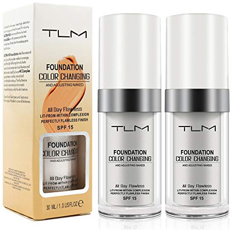 ReviGLam TLM Colour Changing Liquid Foundation Hides Wrinkles & Lines, BB Cream Makeup Base Concealer Cover Moisturizing Fluid for all Skin Tone SPF15, Pack of 2