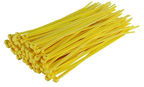Gocableties Yellow Cable Ties, 300mm x 3.6mm, Pack of 100, 12” Premium Nylon Zip Ties, Multi-Purpose Plastic Tie Wraps, Secure Self-Locking Mechanism, for Home, Garden, Office and DIY