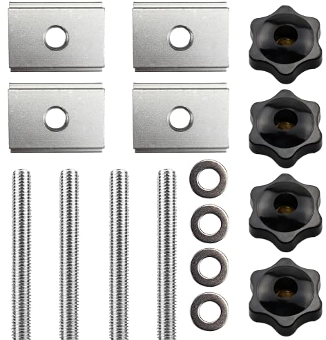 4 Set/16 Pcs Slot Nut Set, Track Bolts, Track Sliding Nut M8 Slot Bolts Slot Fastener Set,Track Accessories,With Screw And M8 Plastic Handle For Woodworking Tool Jigs And Fixtures