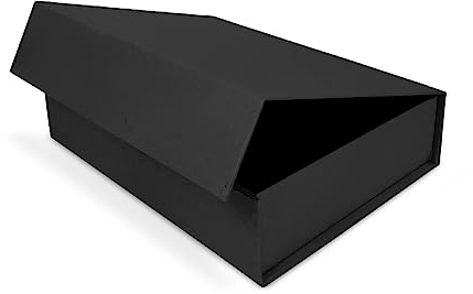 Verpackungswelt Geschenk-Box mit Deckel | 16 x 12 x 4 cm | Geschenk-Karton mit Magnet-Verschluss | Perfekt für Geburtstag, Hochzeit, Weihnachten, Geburt | Geschenk-Verpackung in Schwarz Natur