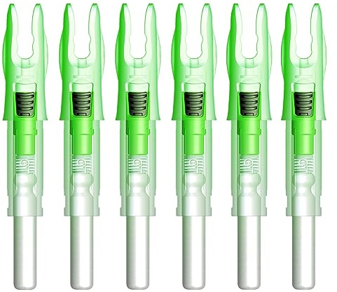 CosiComu GT Lighted Nocks for Arrows with .246 Inside Diameter Bolts with ON/Off Switch Light up Knocks Compound Bow LED Arrow Nocks for Hunting Shooting 6-Pack