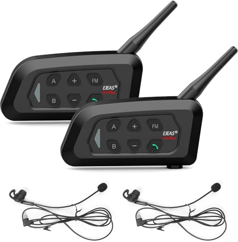 EJEAS V4C Plus Bluetooth-intercom för professionell fotbollsdomare, 1 200 m, 4 personer som talar i duplex samtidigt, för fotbollsdomare och handboll