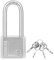 Stainless Steel Long Shackle Padlock, Heavy Duty Weatherproof & Waterproof with 4 Keys, High Hardness Anti-Pry Security Lock for Garden Shed/Garage/Fence/Locker/Outdoor Indoor Use (3CM)