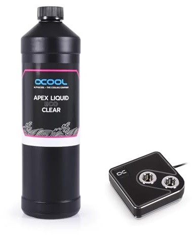 Alphacool Core 1 Aurora CPU Water Block and Apex Liquid ECO Clear Coolant (1000mL) Bundle, Black